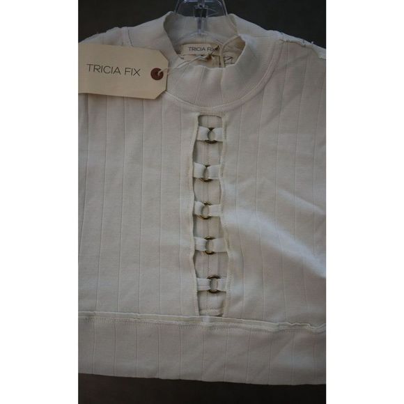 Free People x Tricia Fix Women's S Cream Harris Micro Crop Tank Top - Picture 3 of 7